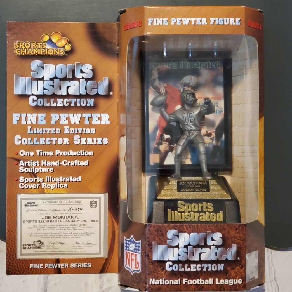 💙NIB Vintage Joe Montana Sports Illustrated Pewter Figure